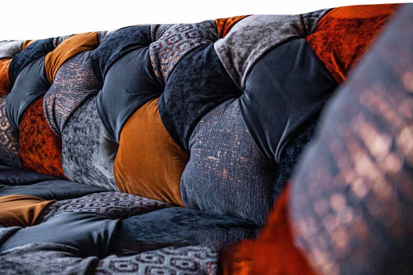 Chesterfield 3-Sëtz Sofa Couch Textil Samt Luxus Polstersëtzer Grouss Samt