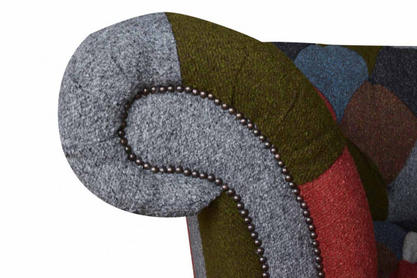 Chesterfield Couch 3-Sëtzer Polster Sëtz Textil Stoff Méifaarweg Sofa