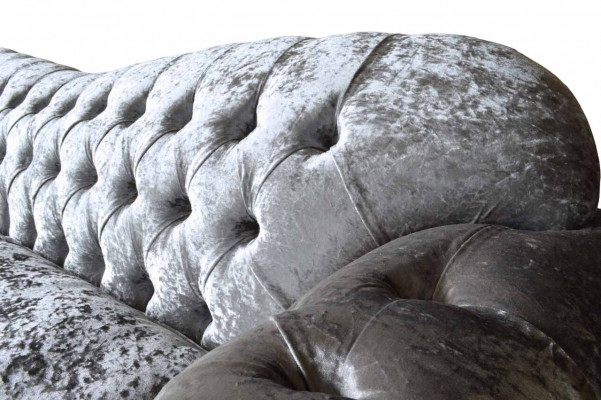 Chesterfield Canapé Téin Samt Stoff Sofa Miwwelen Design 3 Sëtzer Lila