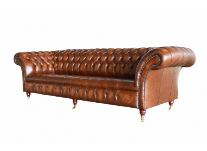 Sofa 4-Sëtz Chesterfield Design Luxus Sofa Polster Couch Nei Braun