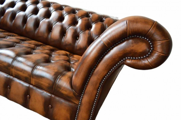 Sofa 4-Sëtz Chesterfield Design Luxus Sofa Polster Couch Nei Braun