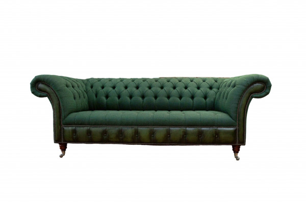 Chesterfield Sofa 3-Sëtzer Canapé Polsterstoff Lieder Couchen Textil Nei