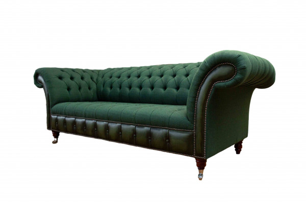 Chesterfield Sofa 3-Sëtzer Canapé Polsterstoff Lieder Couchen Textil Nei
