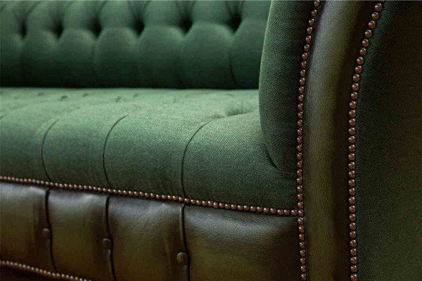 Chesterfield Sofa 3-Sëtzer Canapé Polsterstoff Lieder Couchen Textil Nei