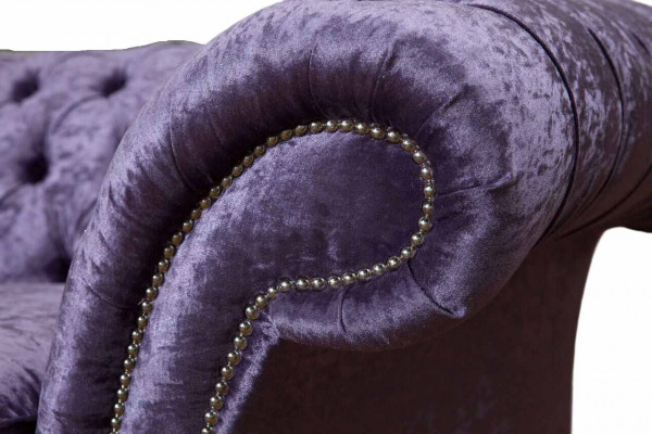 Chesterfield Dräisëtzer Sofa 3 Sëtzer Wunnzëmmer Sofa Lila Stoff Couch
