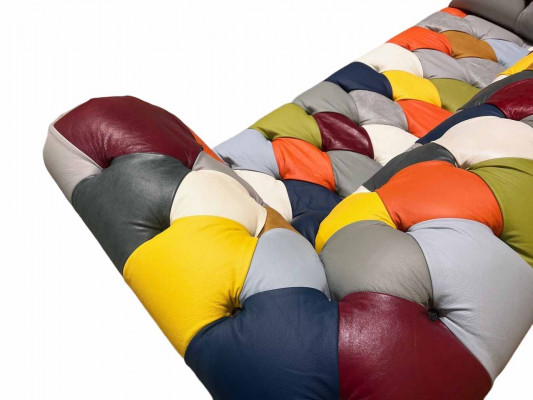 Chesterfield 3 Sëtzer Stoff Design Couch Polster Textil Modern Sofa Nei