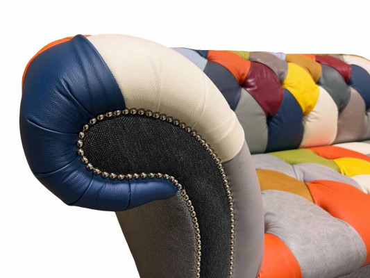 Chesterfield 3 Sëtzer Stoff Design Couch Polster Textil Modern Sofa Nei