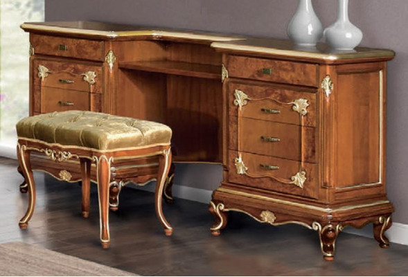 Schlofzëmmer Bett Nuetsdësch Buedemolldësch Hocker Polsterbett Duebelbett Set 5-Teileg