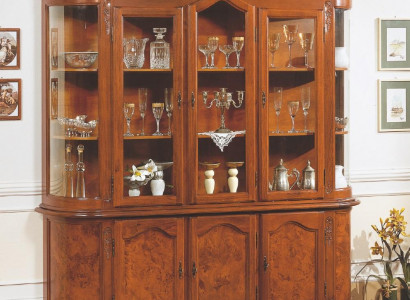 Anrichte Braun Vitrin Glasschaf Miwwel Sideboard Schief Vitrinen Schief