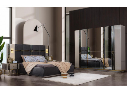 Luxus-Schlofzëmmermiwwelen Duebelbett Nuetsdëscher Gro 4-stéck Schaf Bett