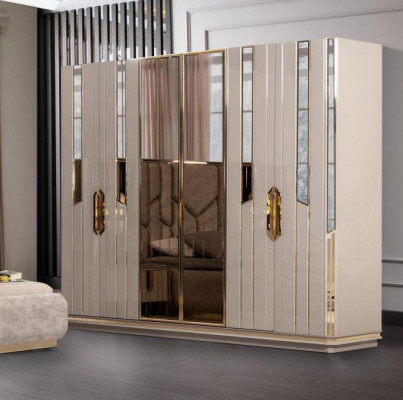 Kleederschaf Holzkascht Moderne Garde Roobe Schaf Beige