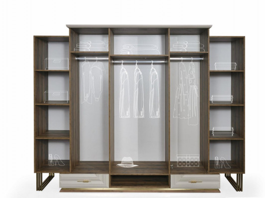 Luxus Kleederschaf aus Holz mat Spigel a Beige.