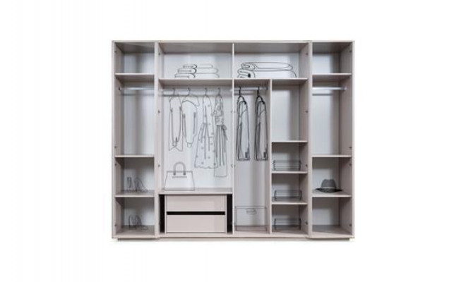 Duebelbett Garnitur Schlofzëmmer Bett Nuetsdëscher 4tlg Beige Schaf