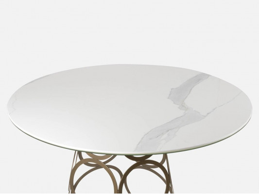 Iesszëmmerdësch Ronn Iessdësch Kichen Dësch mat Metal Dëschbeen 100×100cm Nei