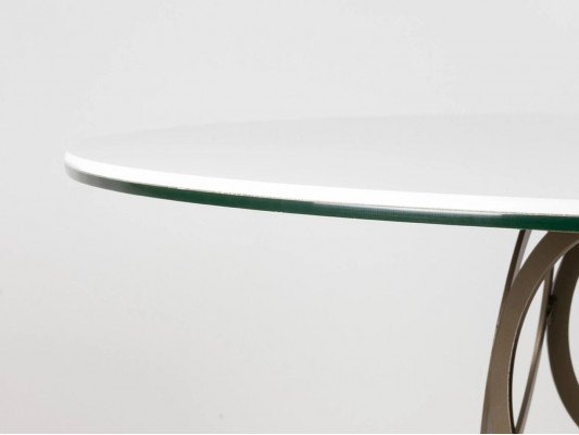 Iesszëmmerdësch Ronn Iessdësch Kichen Dësch mat Metal Dëschbeen 100×100cm Nei