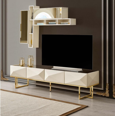 Sideboard RTV Lowboard Wunnwand TV Ständer Schaf Holz Beige Regaler