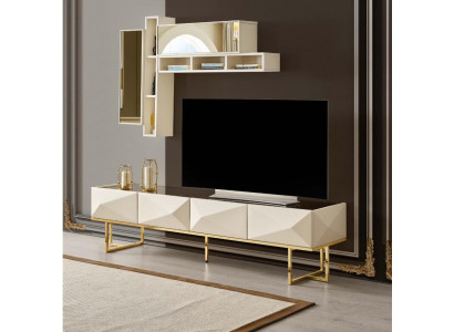 Sideboard RTV Lowboard Wunnwand TV Ständer Schaf Holz Beige Regaler