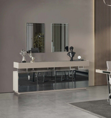Sideboard mat Spigel Anrichte Garnitur Schaf Modern Kommod Grau