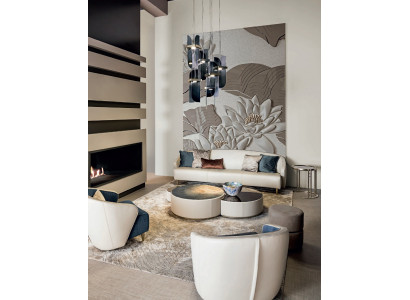 Wunnzëmmer Sofa 2xFotell Dësch, Stilbänk Miwwelen Design Bizzotto Nei 5-Teile Set