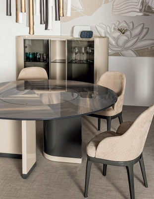 Iesszëmmer Kichendësch Iessdësch Still Iessdësch Glas Design Vitrin Neit 5 tlg