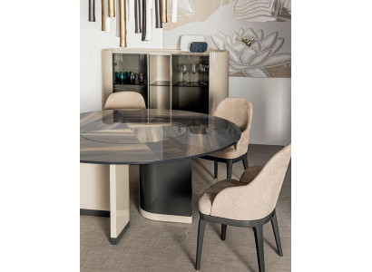 Iesszëmmer Kichendësch Iessdësch Still Iessdësch Glas Design Vitrin Neit 5 tlg