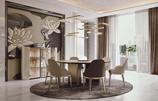 Iesszëmmer Garnitur Komplett Set Dësch + 6x Stull Design Luxus Miwwelen Dëscher Nei