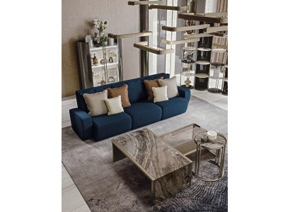 Sofa 3er Sëtz Dëscht Glasmöbel Wunnzëimmerméibel Sofa Méibel Italien Bizzotto
