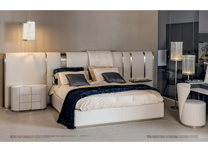 Schlofzimmer Bett Nuetsdësch mat Schief Miwwele Italienesch Ariichtung 3-Deel-Set