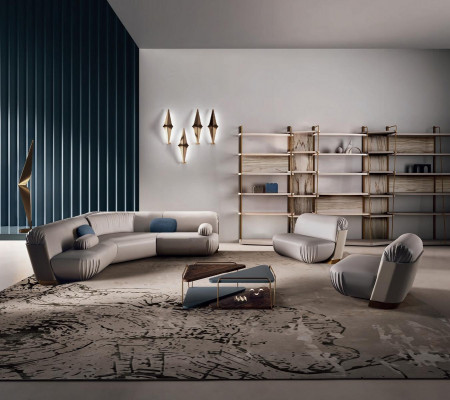 Eckcouch L-Form Gepolstert Couch Sofa Sofaen Wunnzëmmer Miwwelen Italien Bizzotto