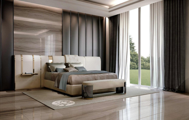 Luxus Schlofzëmmer Bett Duebelbett Miwwelen Designs Italien Bizzotto Better Polster
