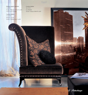 Fauteuil + Pouf Chaise Relax Fernseh 1-Sëtzer Sofa Nei Chesterfield Ouerfauteuil