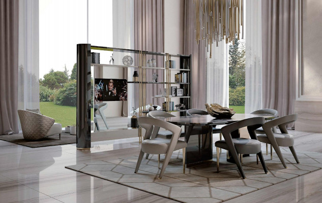 Luxus Iessdësch Designer Dësch Marmor Massivholz Iesszëmmer Bizzotto Italienesch