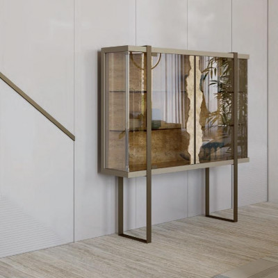 Wunnzëmmer Bar-Schaf Miwwelen Cabinet Holz Glas Schaf Miwwelen Luxus Design Nei