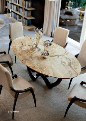 Iesszëmmerdëscher oval Iesszëmmermëbel Iessdësch Luxus Massivholz Italien nei
