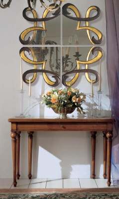 Konsolen Dësch Spigel Sideboard 2tlg Set Nei Holz Italienesch Miwwelen Stil Modern