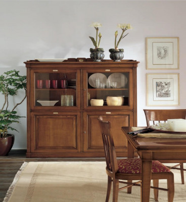 Wohnzëmmer Sideboard Glas Schaf Vitrin Iesszëmmer Sideboard Holz Schief Möbel