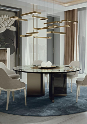 Luxus Luster Lüster Plafongsliicht Plafongslampe Designer Lampe Sëlwer