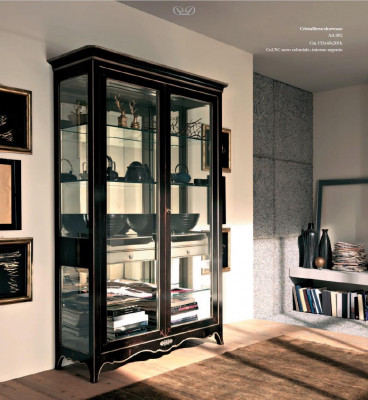 Vitrina Wunnzëmmer Miwwelen Massivt Holz Vitrinen Glas Schaf Echt Holz Kommode
