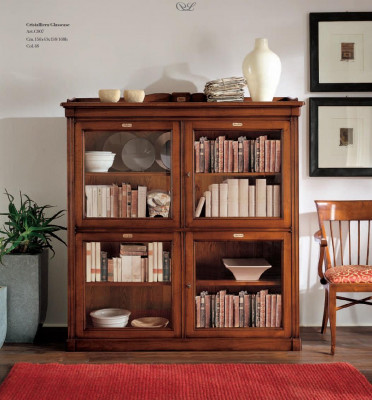 Klassesch Dëscher Design Miwwelen Italienesch Braun Vitrin Holz Luxus Schief