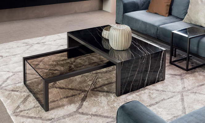 Couchtisch Glas Holz Wunnzëmmerdësch Grouss Sofa Dësch Miwwelen Dëscher Ariichtung