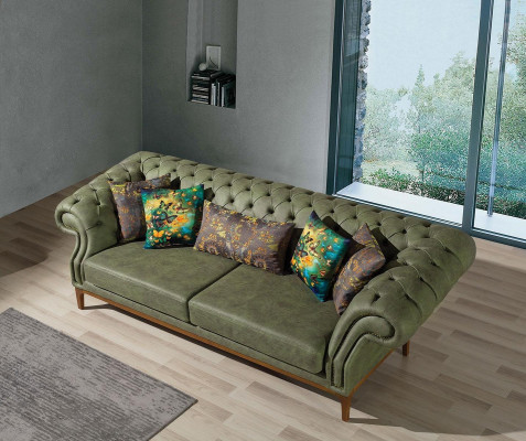 Gréng-Giel Polstergarnitur Designer Drësëtzeger Luxus Sessel 3+3+1 Set