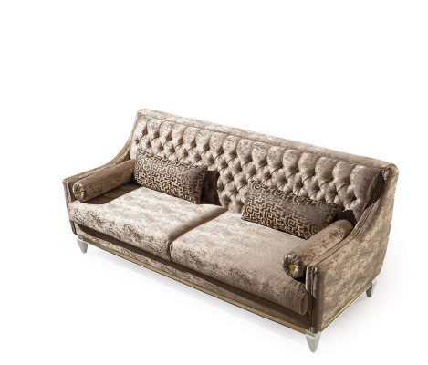 Beige Chesterfield Canapé-Suite 4+3 Sëtzer Stilvollen Sëtz Design Set