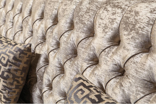 Beige Chesterfield Canapé-Suite 4+3 Sëtzer Stilvollen Sëtz Design Set