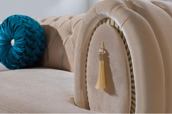 Beige Sofagarnitur 3+2+1 Sëtzer Luxus Polster Couchen Stilvoll Miwwelen