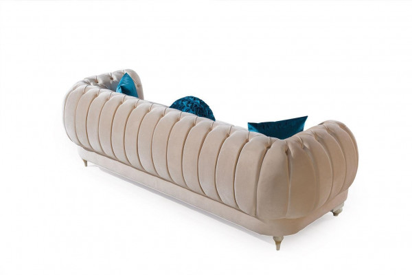 Beige Sofagarnitur 3+2+1 Sëtzer Luxus Polster Couchen Stilvoll Miwwelen