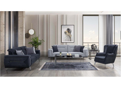 Gro Griess Wunnzëmmer Sofas Designer Couchen 3-Sëtzer Luxus Een-Sëtzer Fauteuil