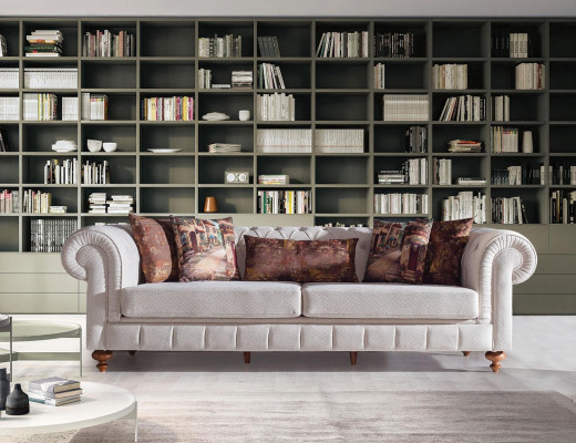 Wäiss-Brong Chesterfield Sëtzgrupp Designer Sofas Luxus Garnitur 3+2+1