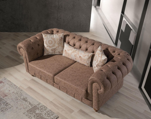 Wäiss-Brong Chesterfield Sëtzgrupp Designer Sofas Luxus Garnitur 3+2+1