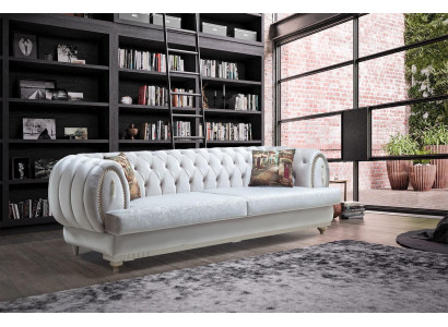 Wäissen Chesterfield Dräisëtzer Modern Sofa Stilvoll Wunnzëmmer Couche