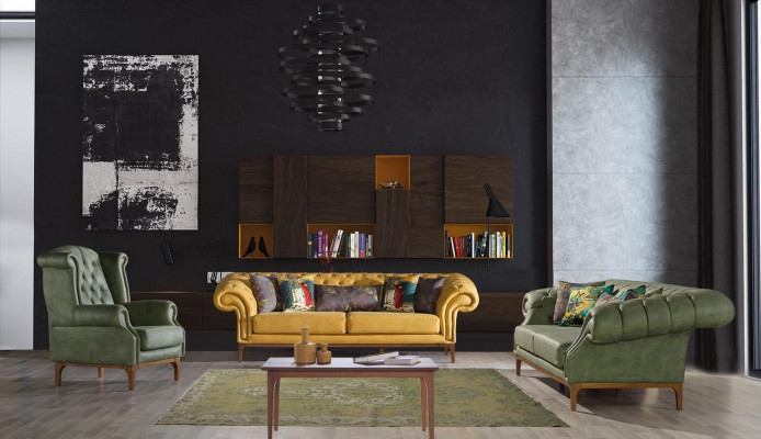 3-Sëtzer Polstersueleg Sofaen, Wunnzëmmer Couchen, Modernen Stil Designer Miwwelen Sofa